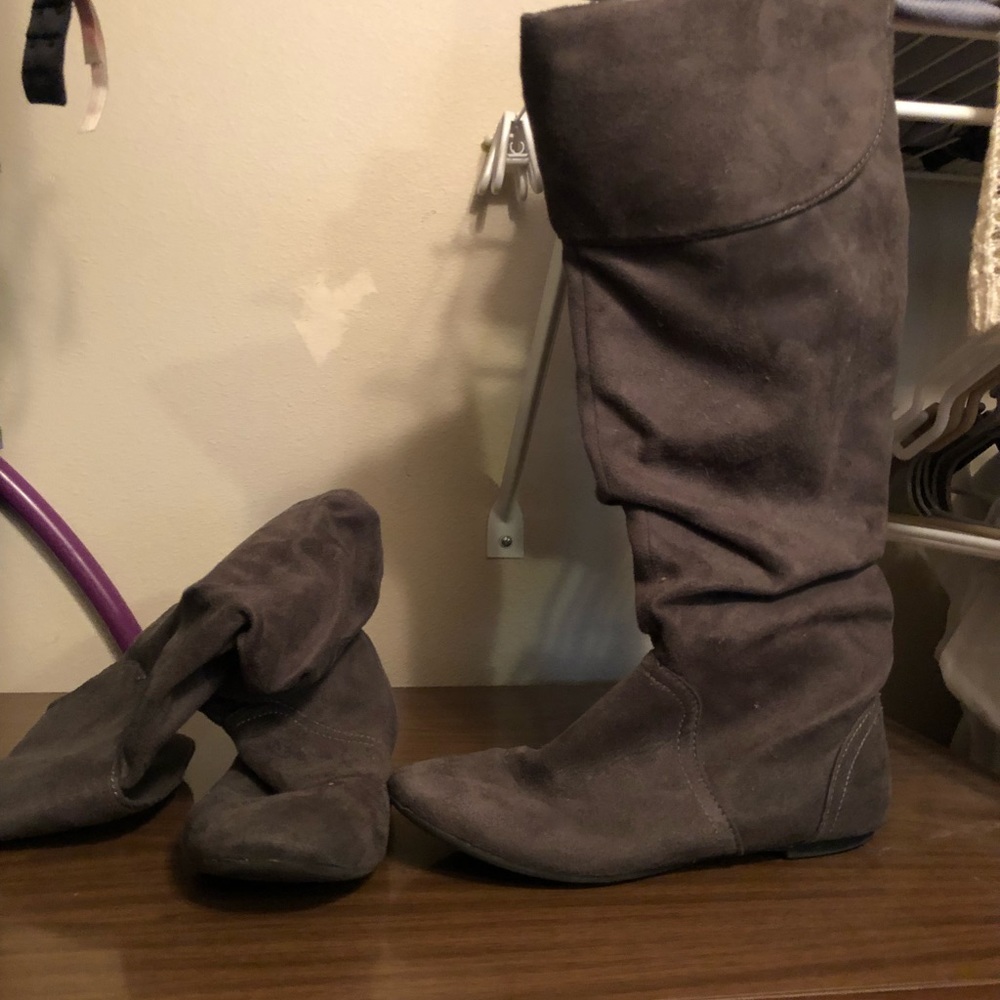 Tall grey boots